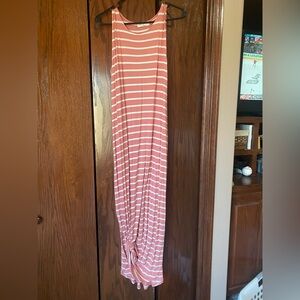 Pink and White Striped Maxi Dress